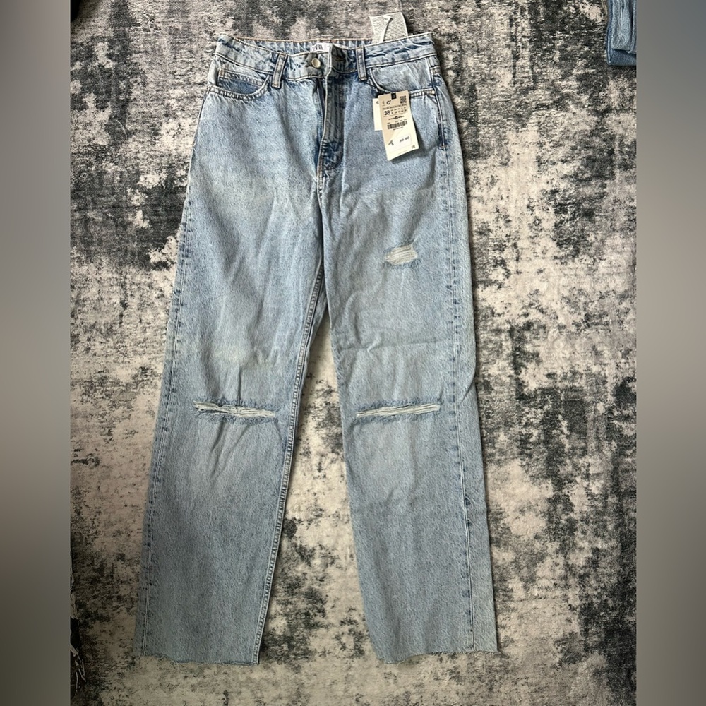 Zara Light Blue Straight Leg Jeans